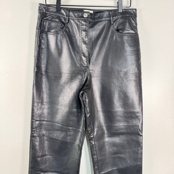 Wilfred Black Leather Pants Stretch High Waist Straight Leg Womens Size 12 - Picture 5 of 13